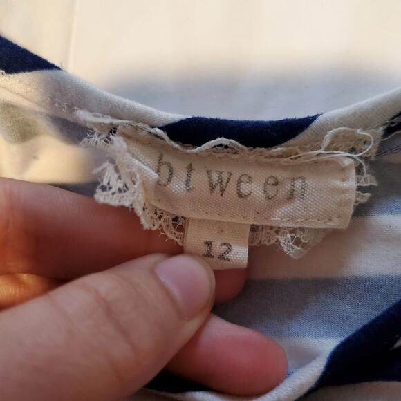 Btween 12 navy blue and white striped long sleeve tee - Picture 3 of 4